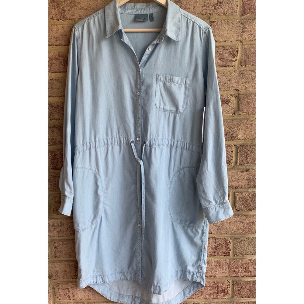 NWT ATHLETA | Chambray Denim Button-up Shirt Dress - Picture 3 of 7